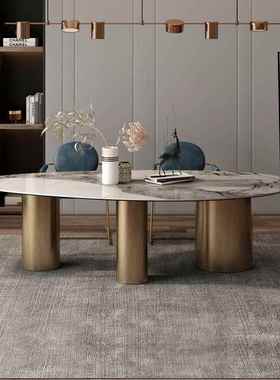 意式大理石桌ZG-67263奢极简现代设计师别墅成套餐家用椭圆异形岩