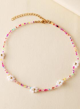 小花项炼妇女锁骨炼米珠雏菊项炼小花项炼妇女