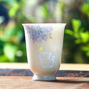 玲珑茶具主人杯白瓷品茗杯创意客杯送女生教师高级高颜值防烫新款