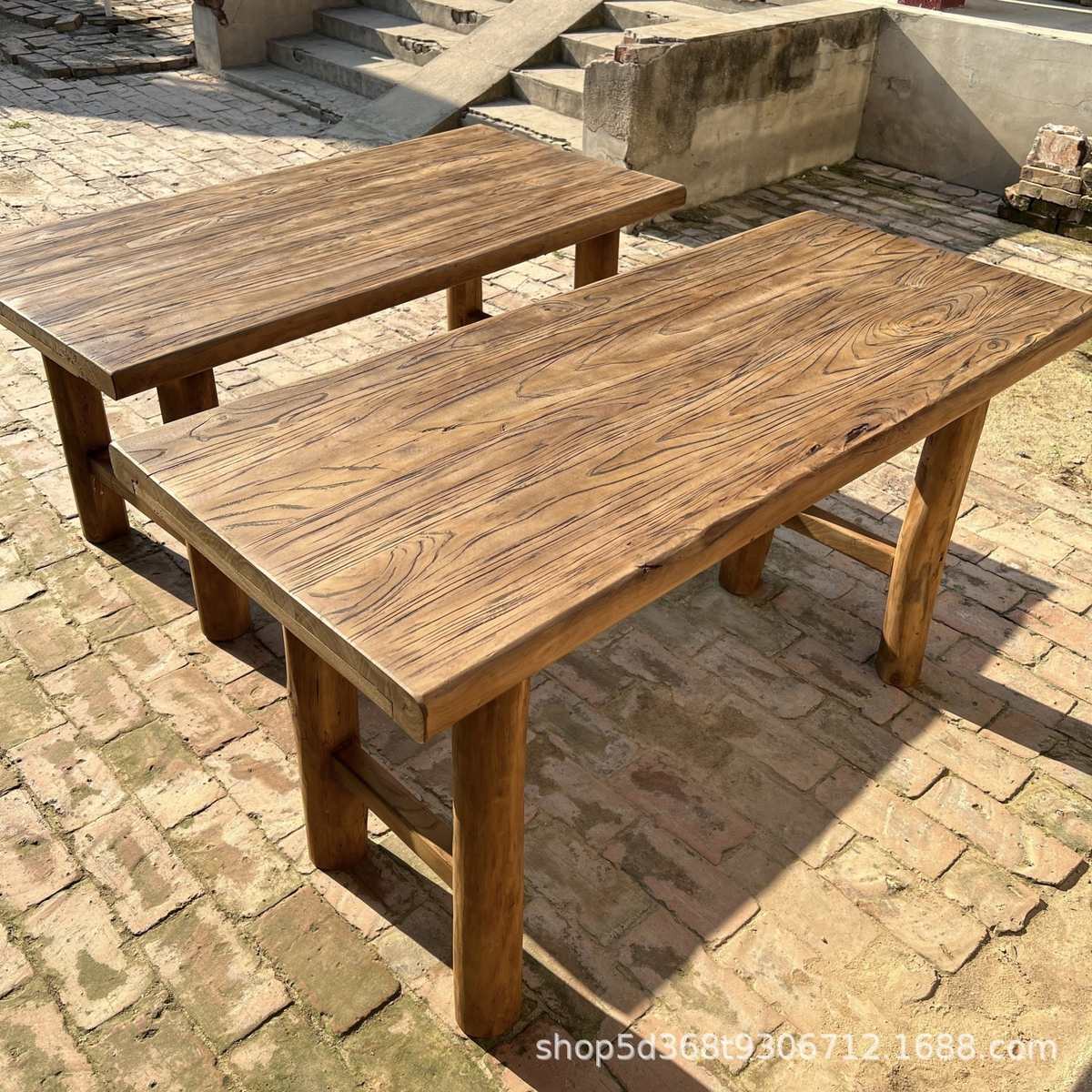 茶桌书桌台长条木板桌面原木实木餐桌子实老木桌复古榆怀旧家用茶