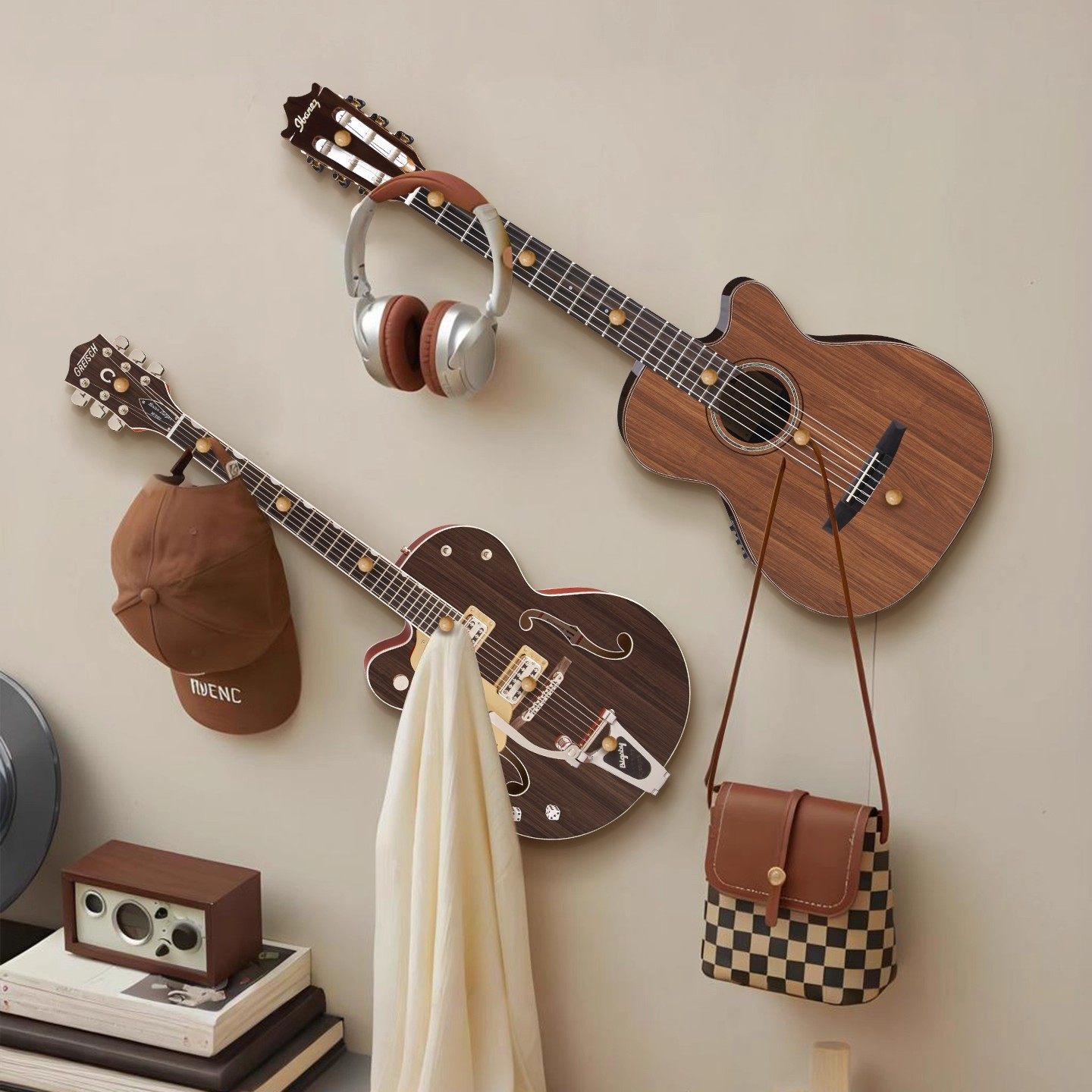 创意吉他造型入户门后挂衣架装饰画高级感衣帽架挂钩壁挂一体上墙,收纳整理,挂钩/粘钩,淘宝优惠券,粉丝福利购,淘宝优惠卷