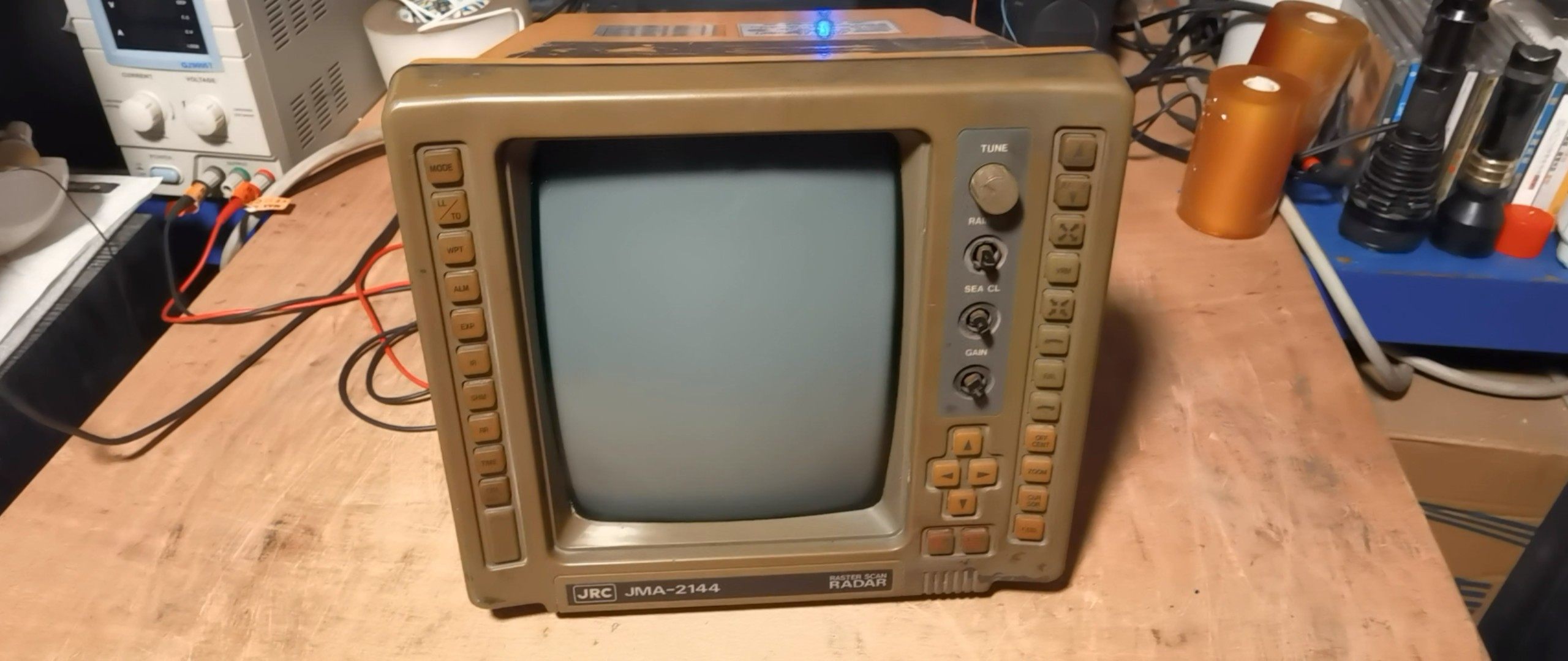 船用雷达显示屏主机JMA-2144，图片和视频实物拍，通电正