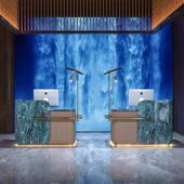 公司前台双导台高端酒店宾馆小型迎宾台吧台岩板大理石收银台