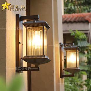 现代中式 户外壁灯防水别墅庭院复古室外阳台大门口两侧柱子外墙灯