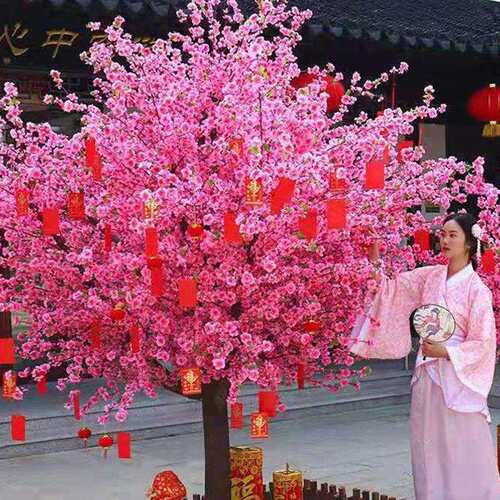 玻璃钢仿真桃花树室内外商场装饰树婚庆大型仿真花树婚庆树景观树