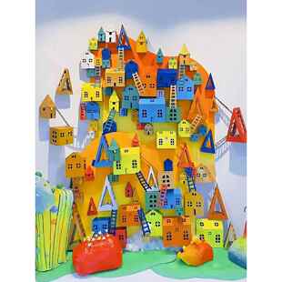 梦幻小镇幼儿园环创建构区角纸箱手工diy小房子纸盒建筑材料模型