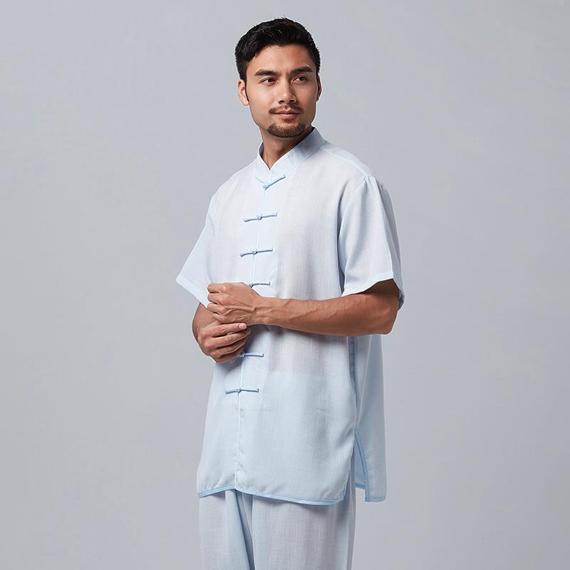 高档春季太极服棉麻透气中男国风太极拳功服装女练春夏季武术服飘