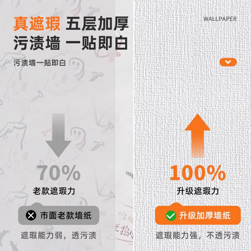 奶嘴级孕婴专用墙纸防水防潮自粘墙壁贴纸水泥墙专用壁纸遮丑