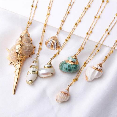 Boho Conch Shell Necklace Sea Beach Shell Chain Pendant Neck