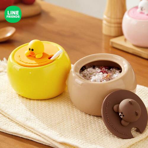 LINE FRIENDS陶瓷调料盒套装家用厨房调料瓶高颜值调味盐罐组合装
