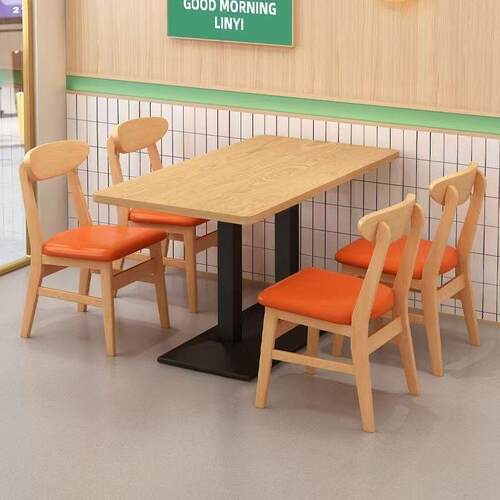实木岩板商用餐桌椅奶茶简约麻辣烫面馆小吃店餐饮饭店餐桌椅组合