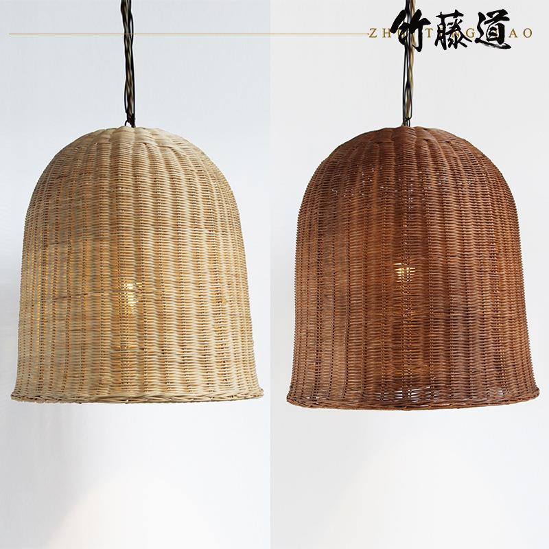 新中式竹编灯笼客栈民宿吊灯藤编灯餐厅藤条灯茶室火锅店藤艺灯罩