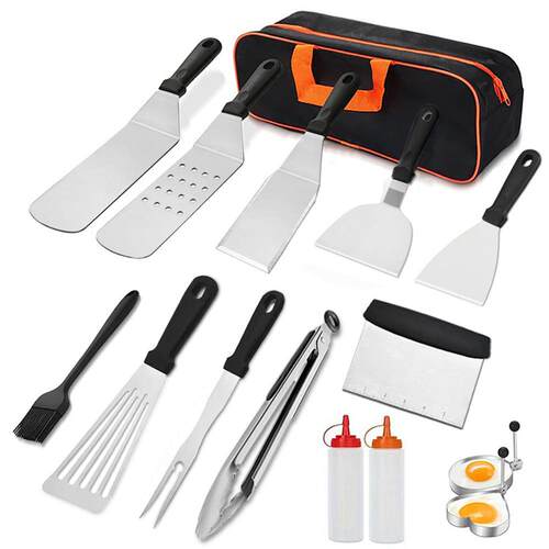 亚马逊露营BBQ户外烧烤工具套装不锈钢铲烧烤料理铲组合烤具套装