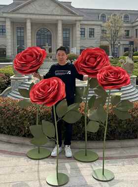 婚庆巨型立美体玫摆瑰纸花艺婚礼大瑰道具陈件网玫红70892393橱窗