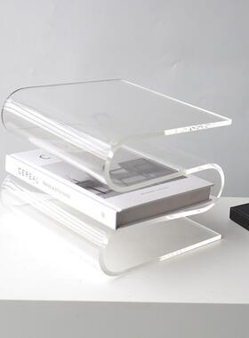 现代简约亚克力书立样板间客厅杂志S形收纳书架商业美陈装饰摆件