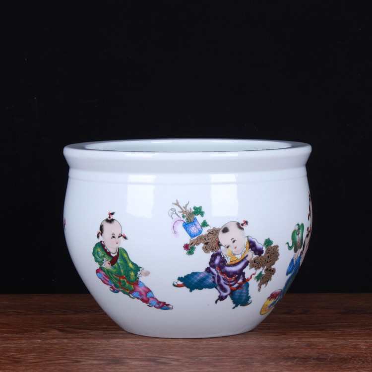 景德镇陶瓷鱼缸 栽花缸 养鱼乌龟荷花陶瓷小号缸水培花卉缸 摆设