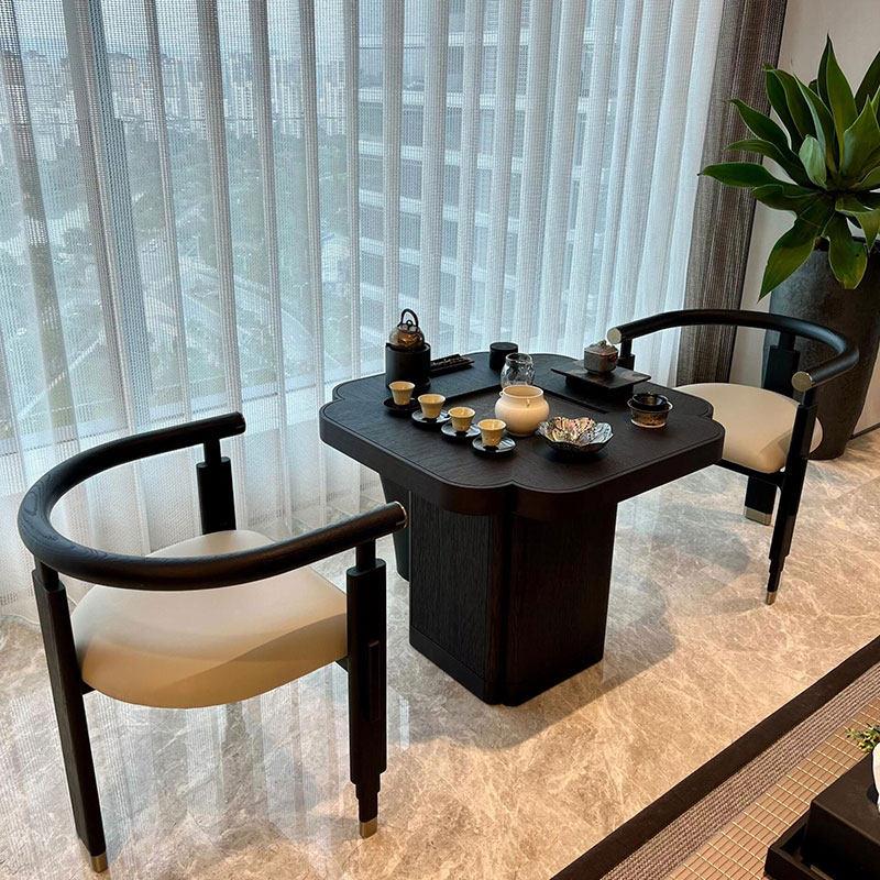 新中式阳台茶桌2025新款实木黑色海棠桌现代简约胡桃木小户型茶台