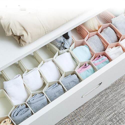 Plastic drawer dividers for dormitory wardrobe organization,