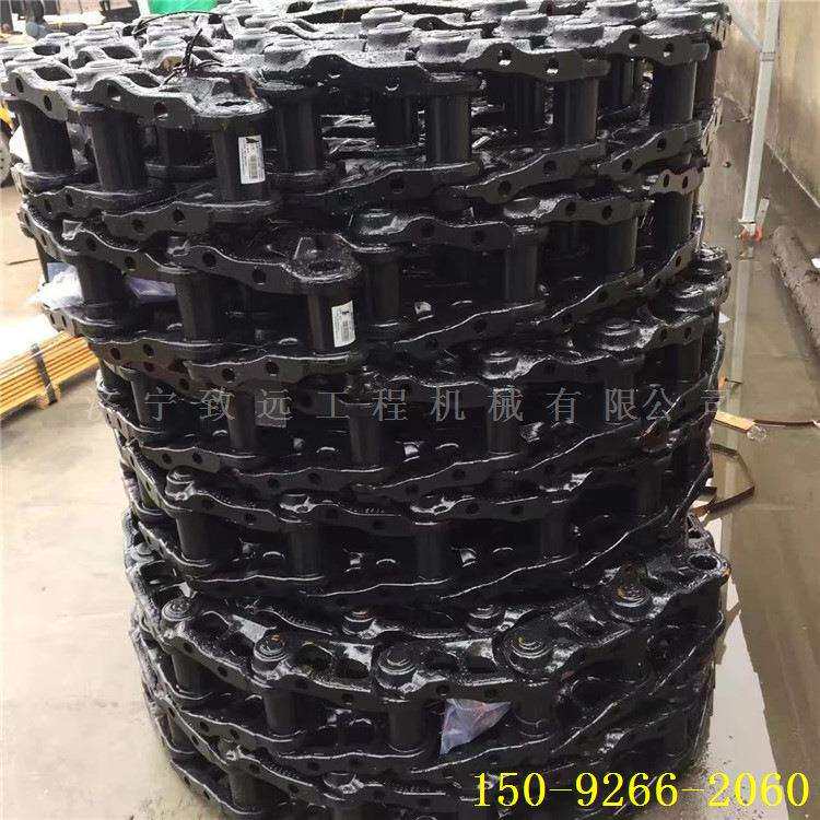 挖掘机履带链筋图片，挖掘机底盘，挖机链板链条行走轮托轮驱动齿