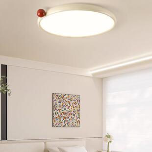 奶油风卧室吸顶灯圆灯全光谱儿童房超薄护眼灯极简房间小奶豆灯具