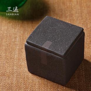 方盒茶叶罐粗陶大小号非密封罐普洱醒茶罐存储罐家用陶瓷茶罐 日式