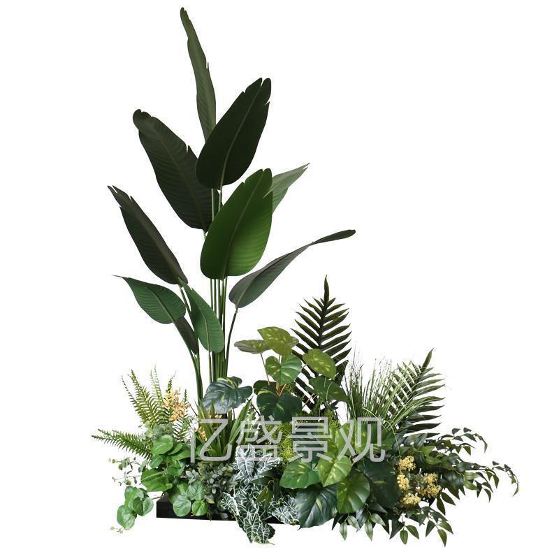 仿真绿植造景整套组合仿生植物盆栽室内酒店楼梯下人造绿植布景