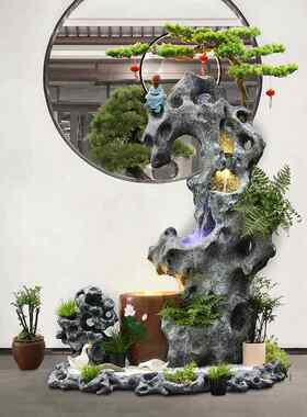 AVO大型假水山流水喷泉园花庭院鱼池户外瀑布装饰别墅台落阳地摆