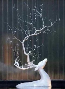 不锈钢鹿装饰酒店大堂艺术抽象镂空梅花鹿雕塑公园地产售楼部摆件