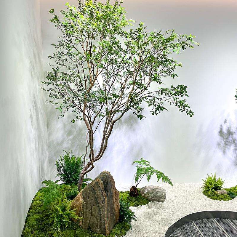 高端南天竹大型真假树造景室内简约景观生绿植橱窗装饰树