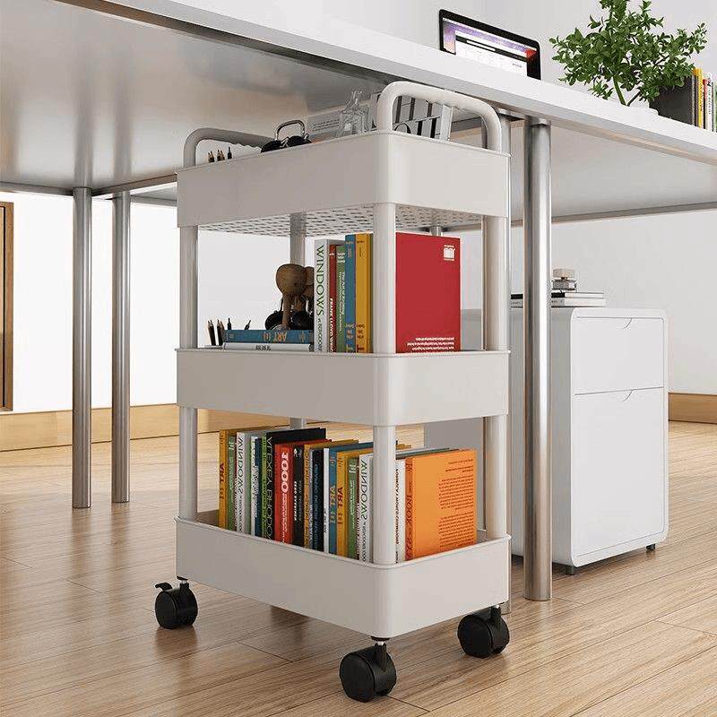 桌下书架置物架落地小推车可移动儿童简易收纳带轮桌面办公桌书柜