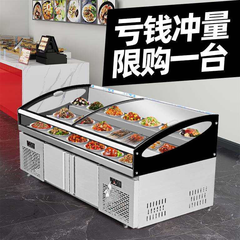 凉菜烧烤炸串串卤菜小吃菜品展示柜保鲜冷藏冷冻一体阶梯冰箱摆摊