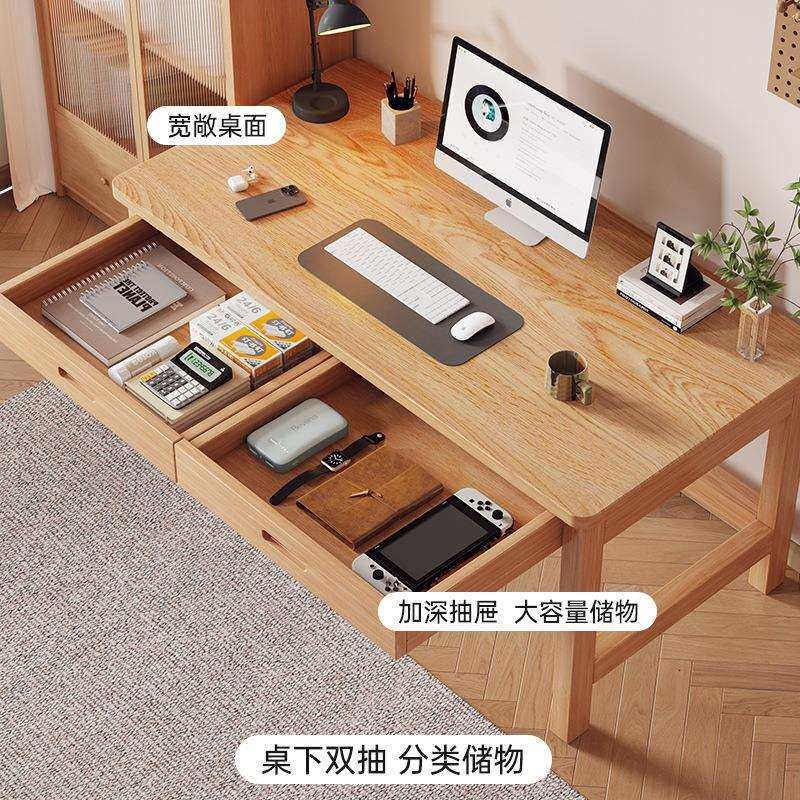 全实木窄书桌宽4用0cAIBm办公桌家长电脑桌子卧室小户条型学习写