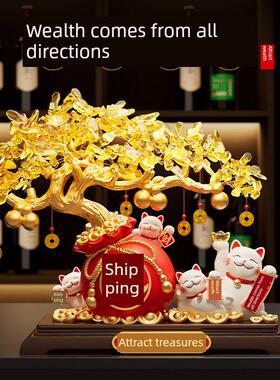 带来财富和宝藏摇钱树吉祥猫饰品2025新客厅商店前台装饰乔迁开幕