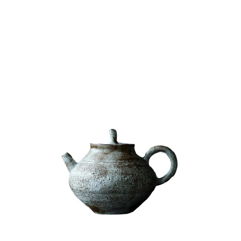 手绘粉引紫砂壶化妆土泡茶壶诧寂风侧把壶陶壶粗陶复古手工景