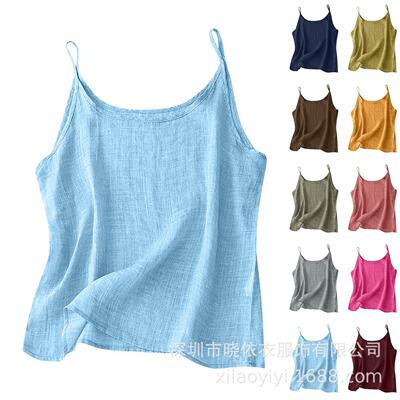 Cotton and linen small suspender women's thin base vest