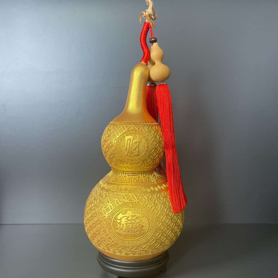 厂家直销葫芦挂件文艺摆件八方来财缠龙头天然大葫芦鎏金家居摆件
