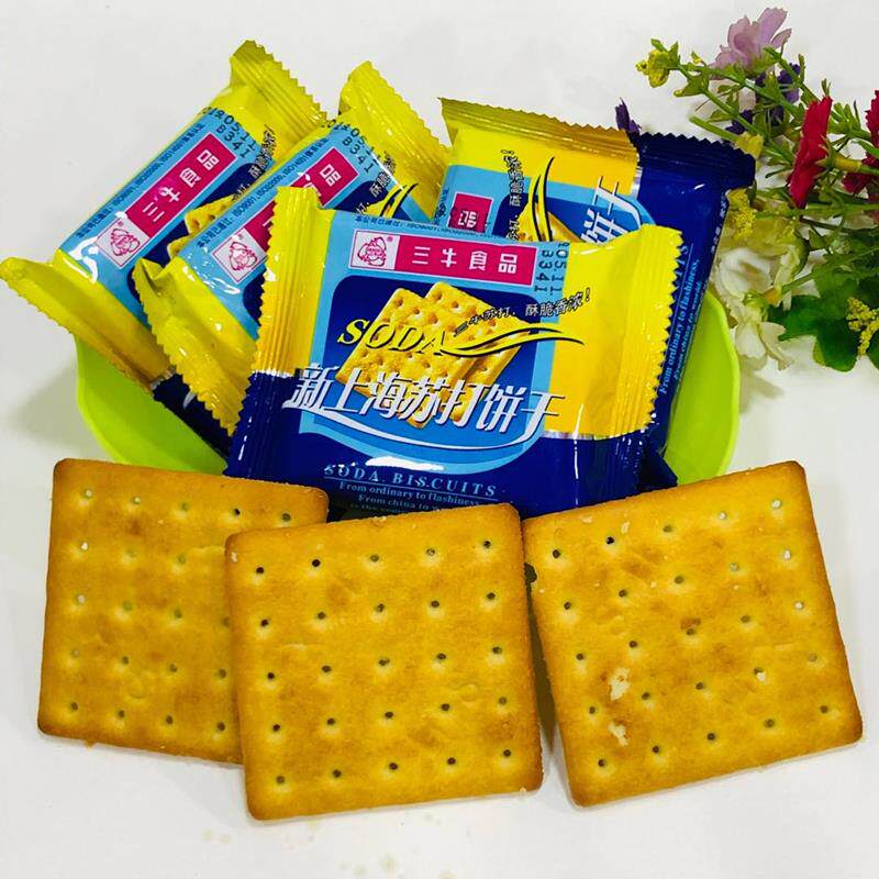 三牛椒盐苏打新上海苏打咸蛋黄白苏打鲜葱汁苏打饼干糕点心3斤包
