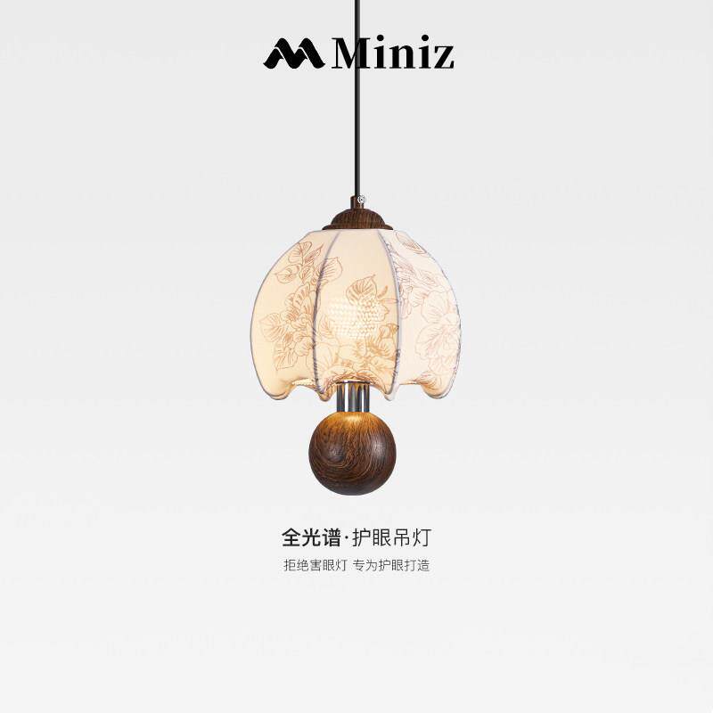 法式覆古卧室床头吊灯南洋风中古布艺胡桃木色玄关过道背景墙灯