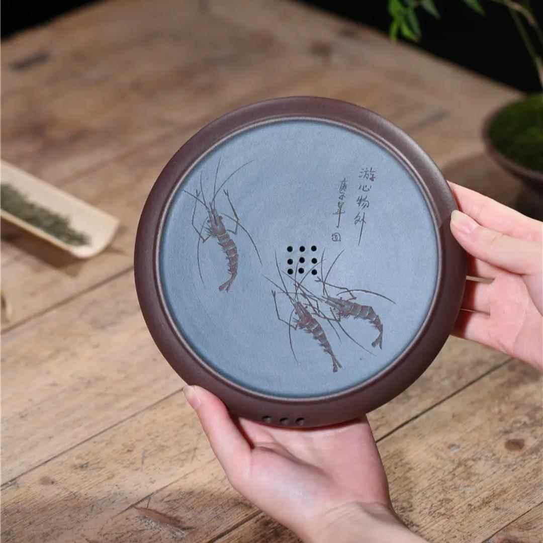 宜兴紫砂干泡台盘茶台家用茶道壶承手工储水式小茶盘茶具精品壶托