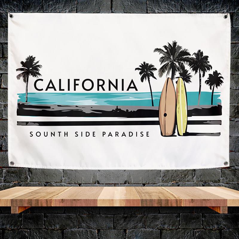 可定制夏日冲浪海滩背景布户外露营装饰挂画客厅卧室墙饰挂旗挂布