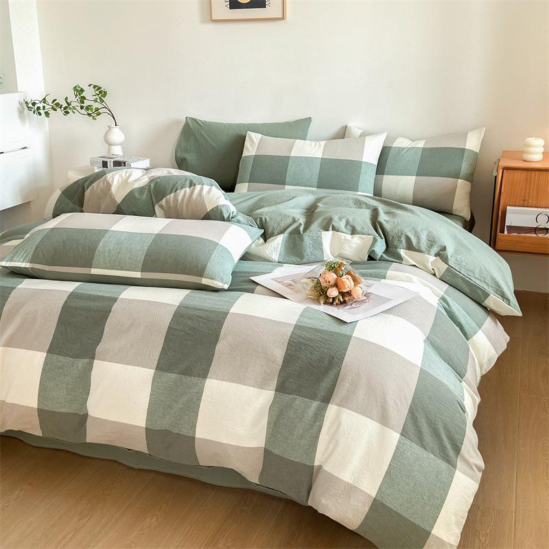 A类日套式织水洗棉套床上四件全棉纯棉100条纹被套床单色三TM-654