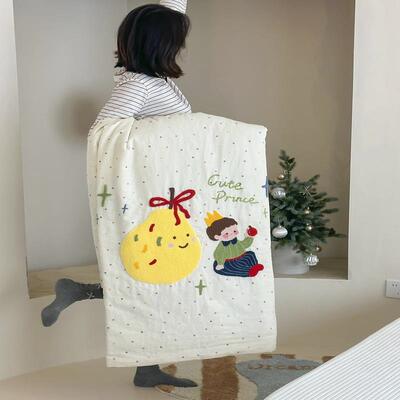 babyhouse全棉双夏275层纱贴布绣花肤透气机裸睡凉被春秋被可亲洗