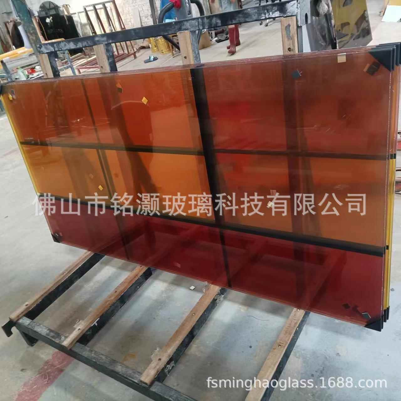 厂家工程钢室外家具彩色夹8胶钢化玻璃91+56+56+8彩色夹胶化玻璃