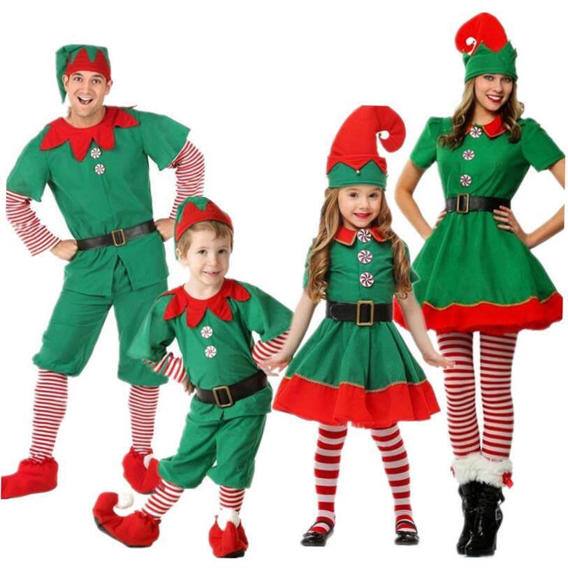 圣诞节儿童亲子装圣诞服小精灵cosplay舞会男女Christmas costume