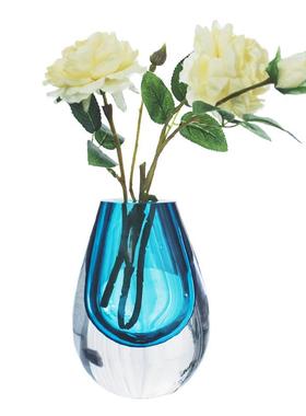 现代轻奢小花瓶ins花器插花高级感玻璃摆件客厅欧式高档仿真花