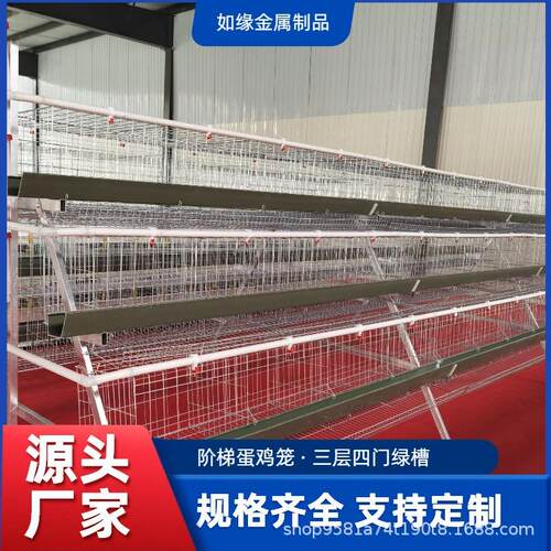 三层四门蛋鸡笼阶梯式绿槽喂食防破损易清洁规模化养鸡笼鸡舍笼具