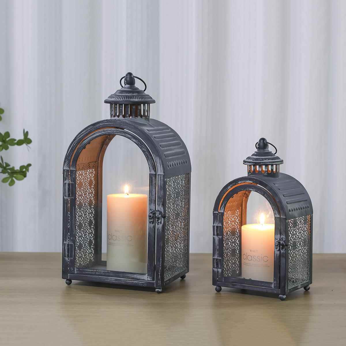 NZE复古艺属玻璃风烛台金灯家居装饰品铁工艺品摆件派对婚礼