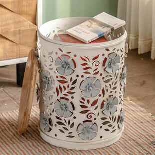 美式 复古旧铁卧艺收纳边几民宿厅室实木2305H282小茶几做小户型家