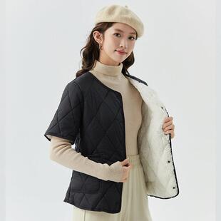 2024新羽绒棉中袖中老年加绒加厚保暖短款棉衣坎肩棉内胆妈妈居家