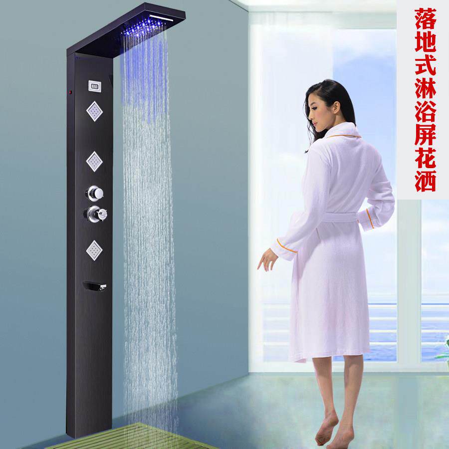 落地款恒温淋浴器304不锈钢淋浴屏花洒套装挂墙沐浴淋雨喷头家用A